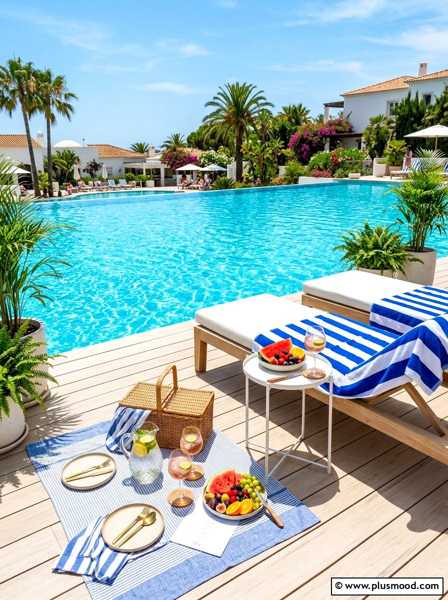 Poolside summer lounge picnic - 25 summer backyard picnic ideas