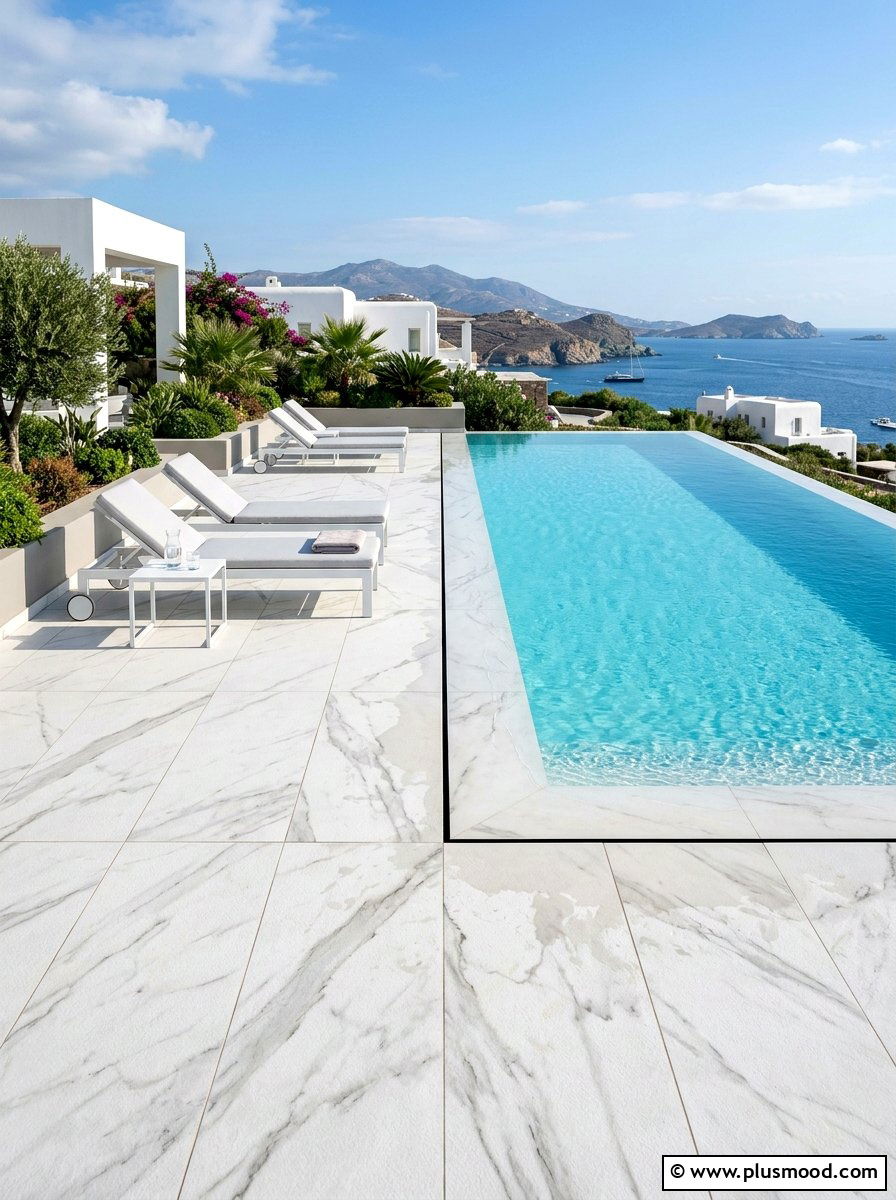 Porcelain pool pavers - 25 pool landscaping ideas with pavers