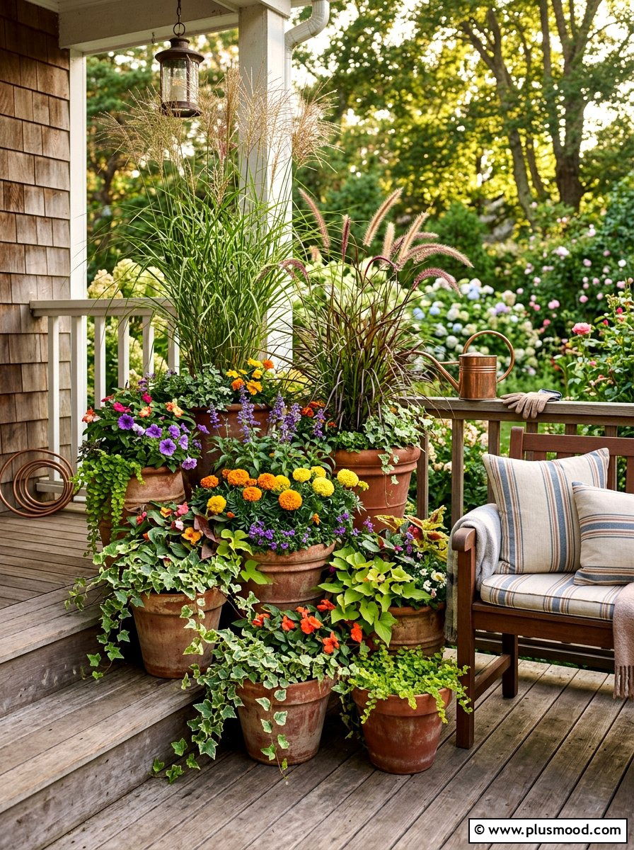 Porch Container Gardening - 25 summer front porch landscaping ideas