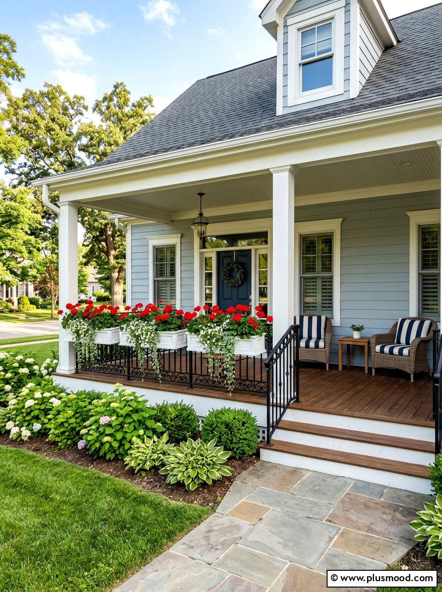 Porch Flower Box Railings - 25 summer small front porch ideas