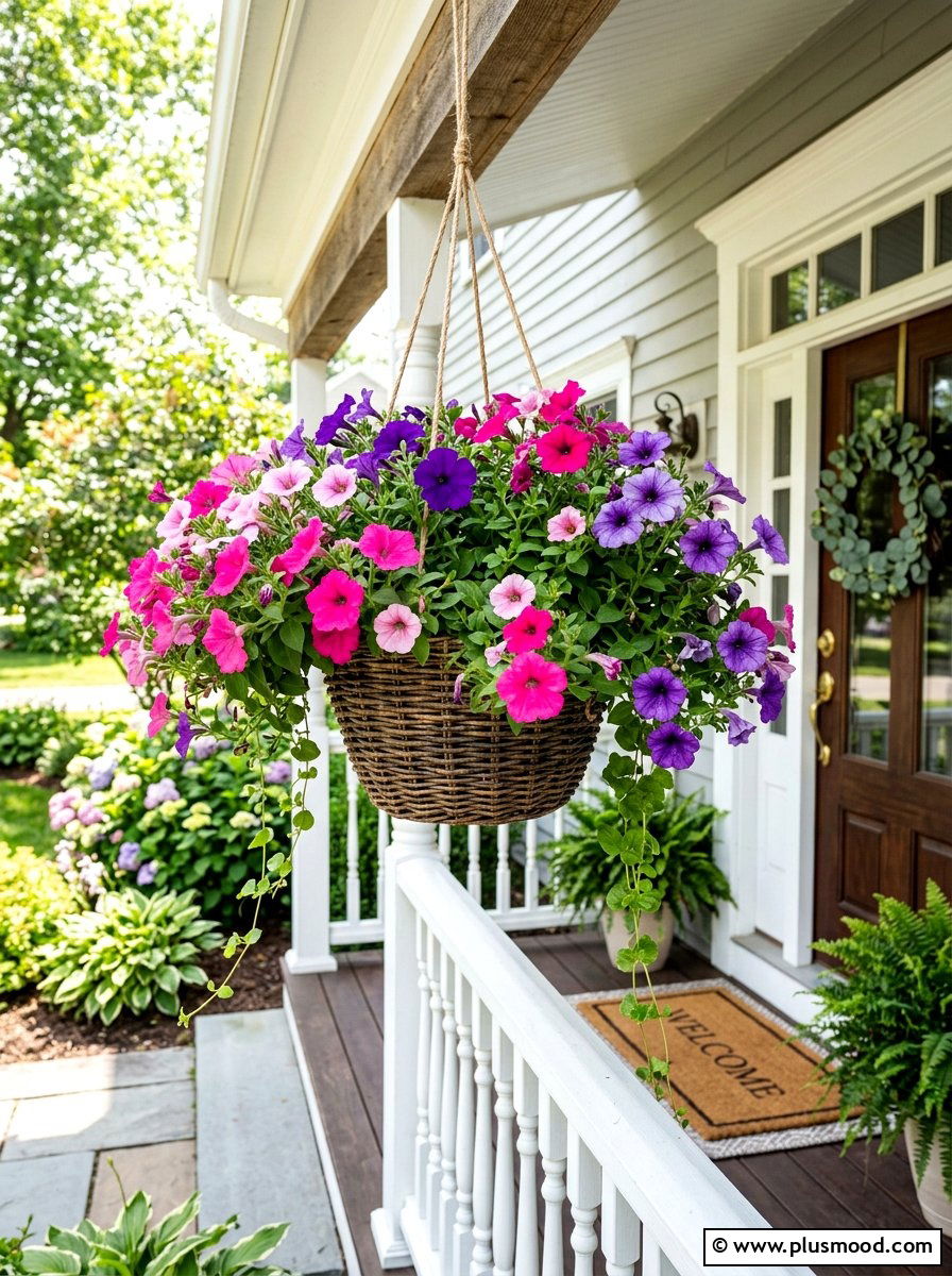 Porch Hanging Basket - 25 summer easy landscaping ideas