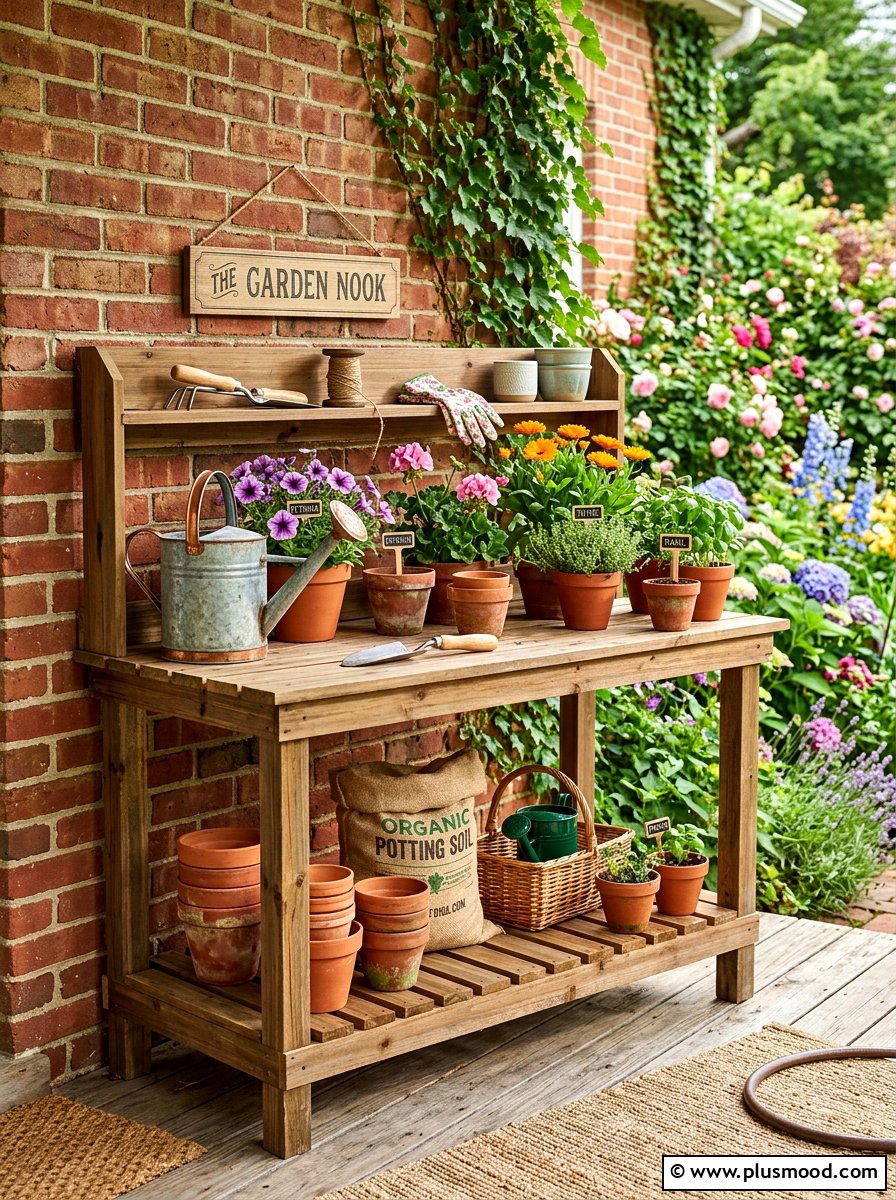 Porch Potting Bench - 25 viral summer porch ideas