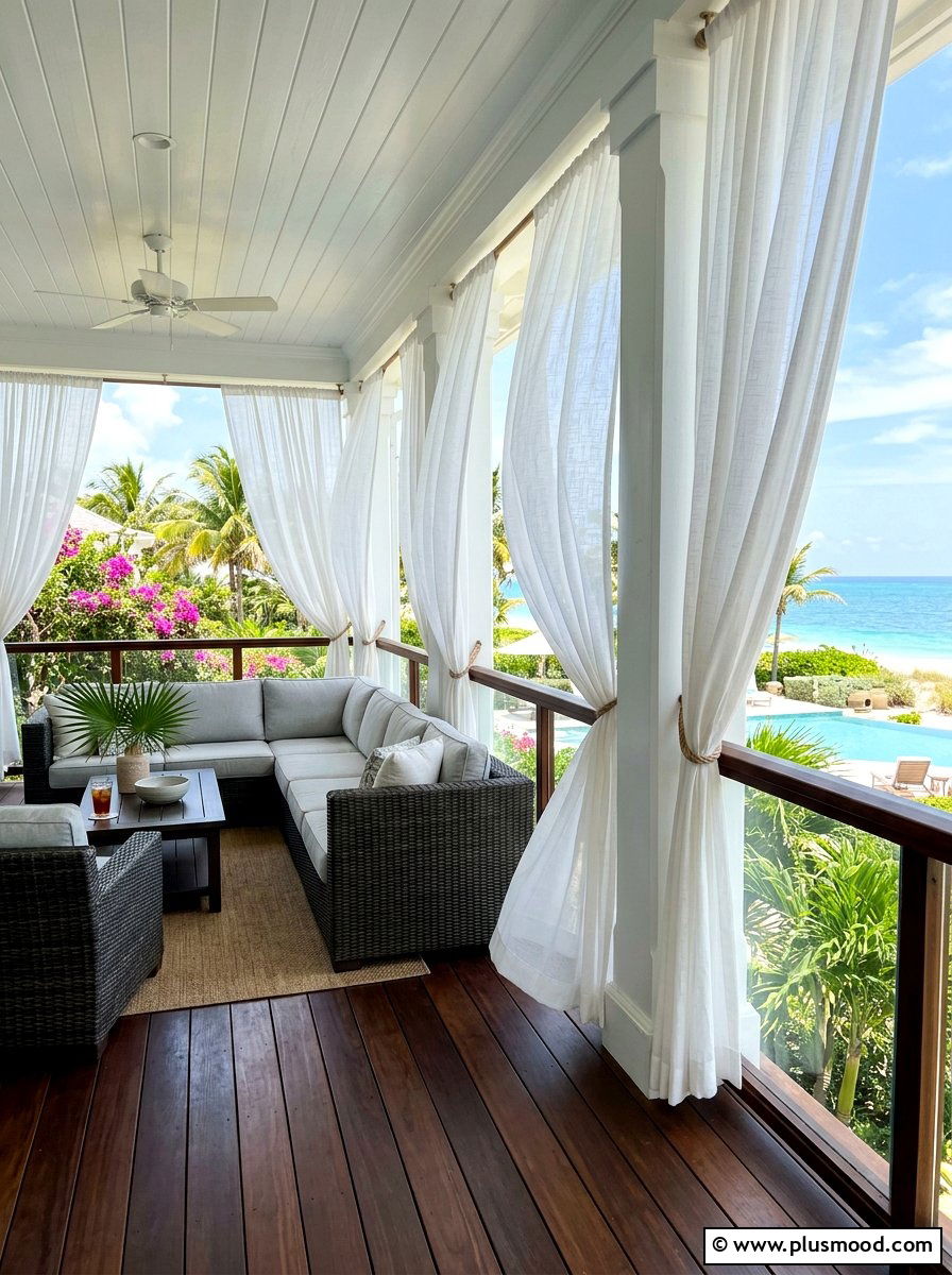 Porch Privacy Curtains - 25 summer home exterior refresh ideas