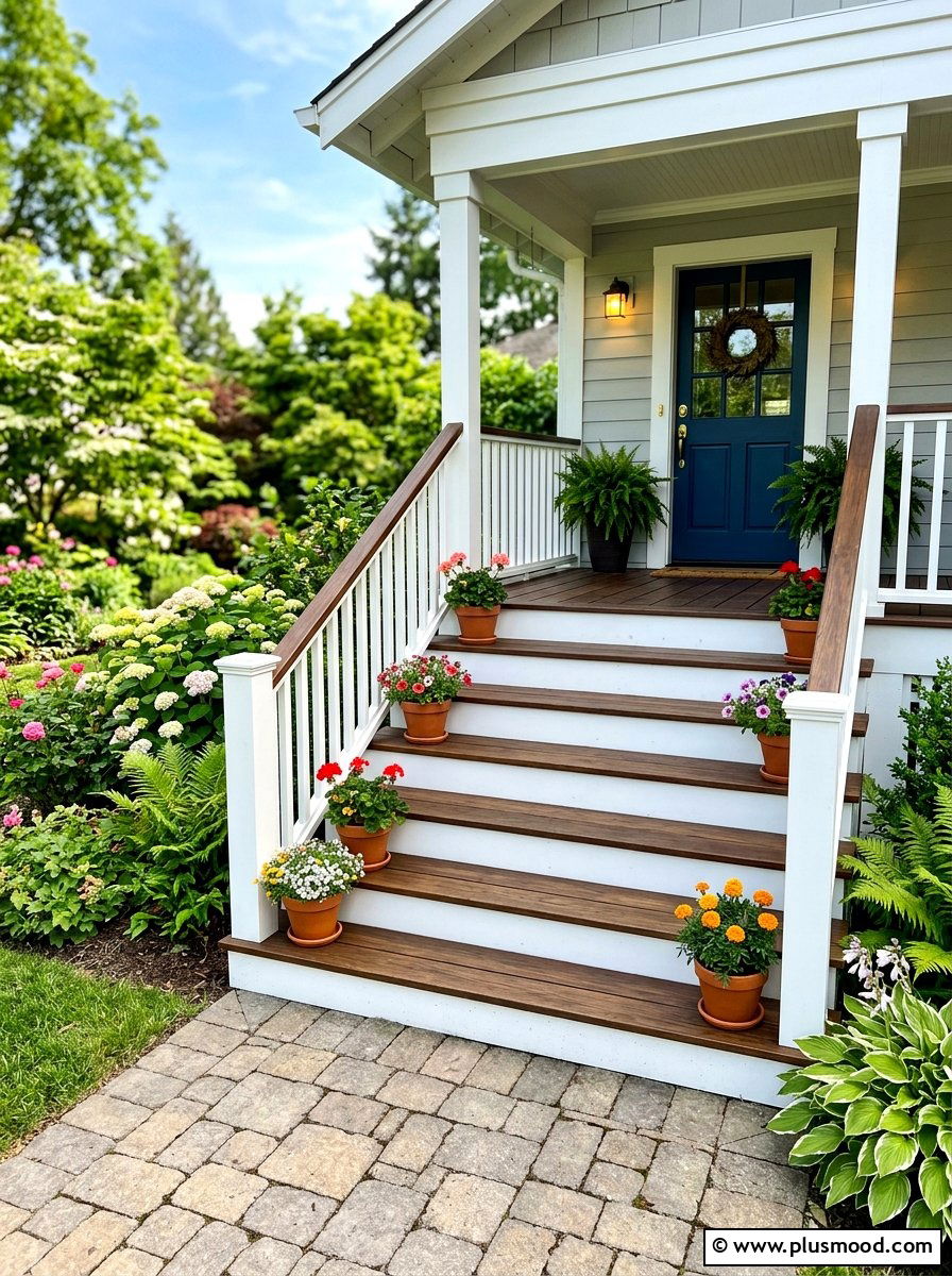 Porch Stairs - 25 summer bungalow curb appeal ideas