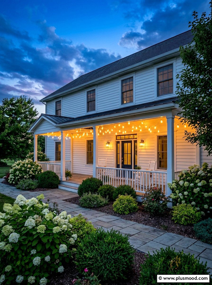 Porch String Light - 25 summer front porch decor ideas for white house