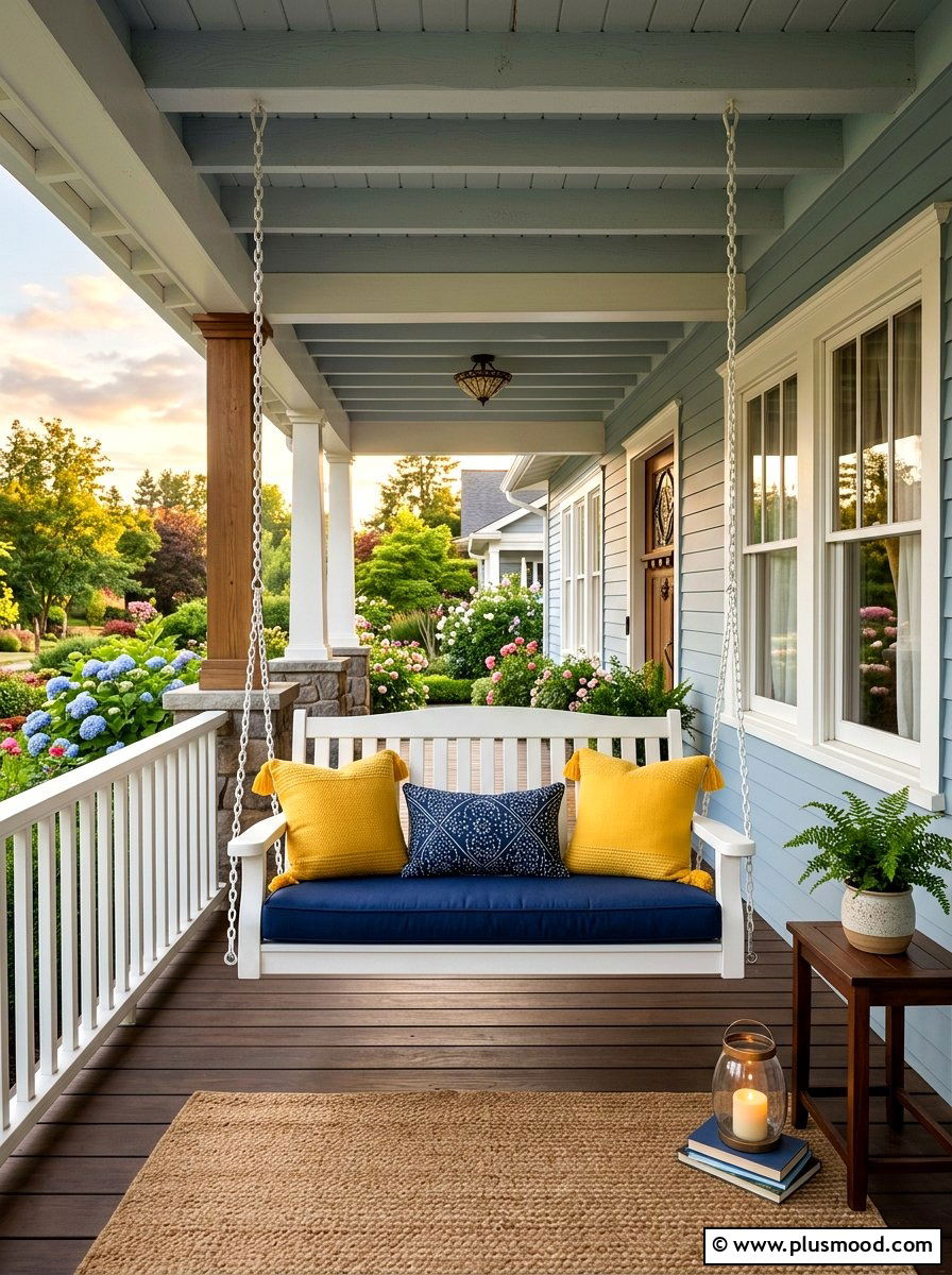 Porch Swing - 25 summer bungalow curb appeal ideas