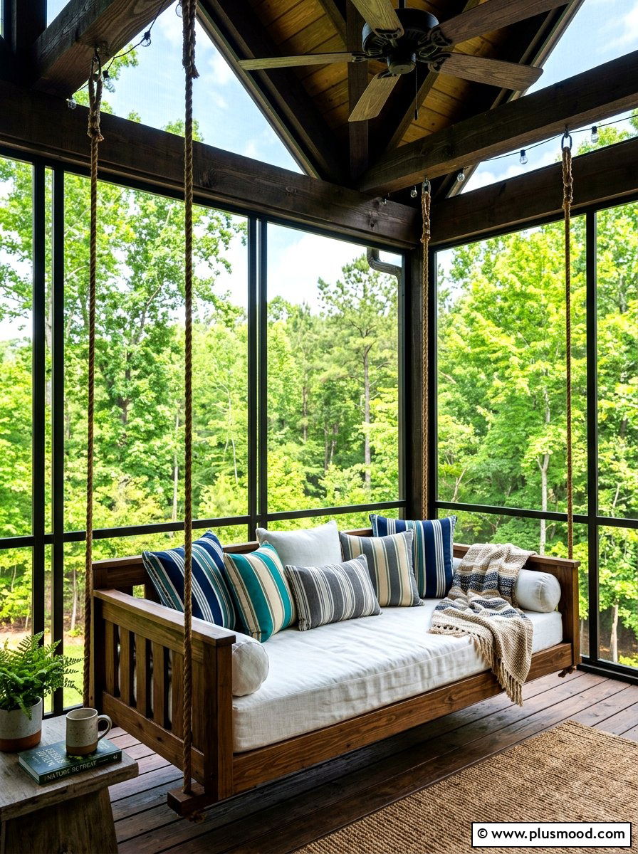 Porch swing daybed - 25 summer cottage decor ideas
