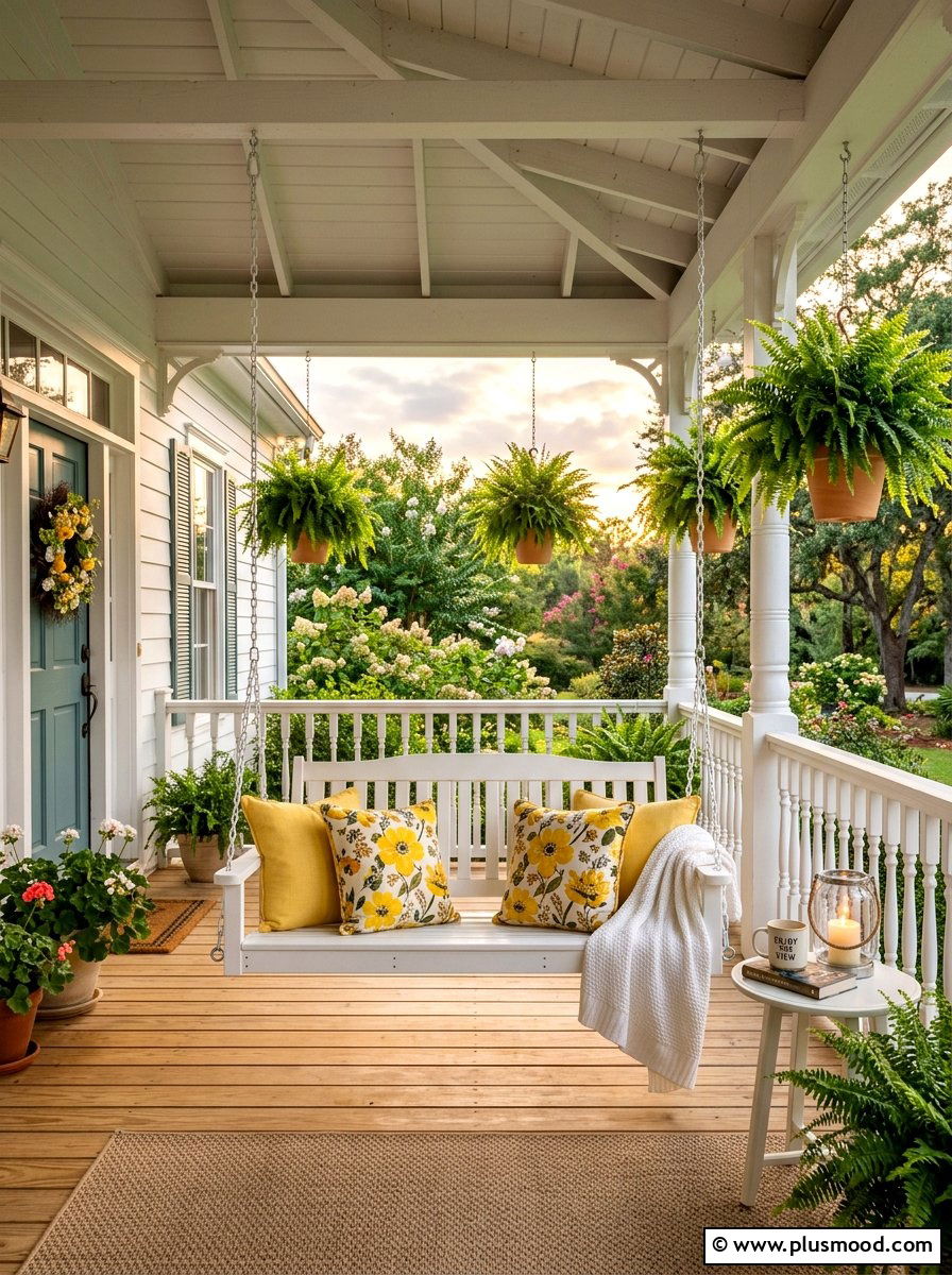 Porch swing setup - 25 summer curb appeal ideas