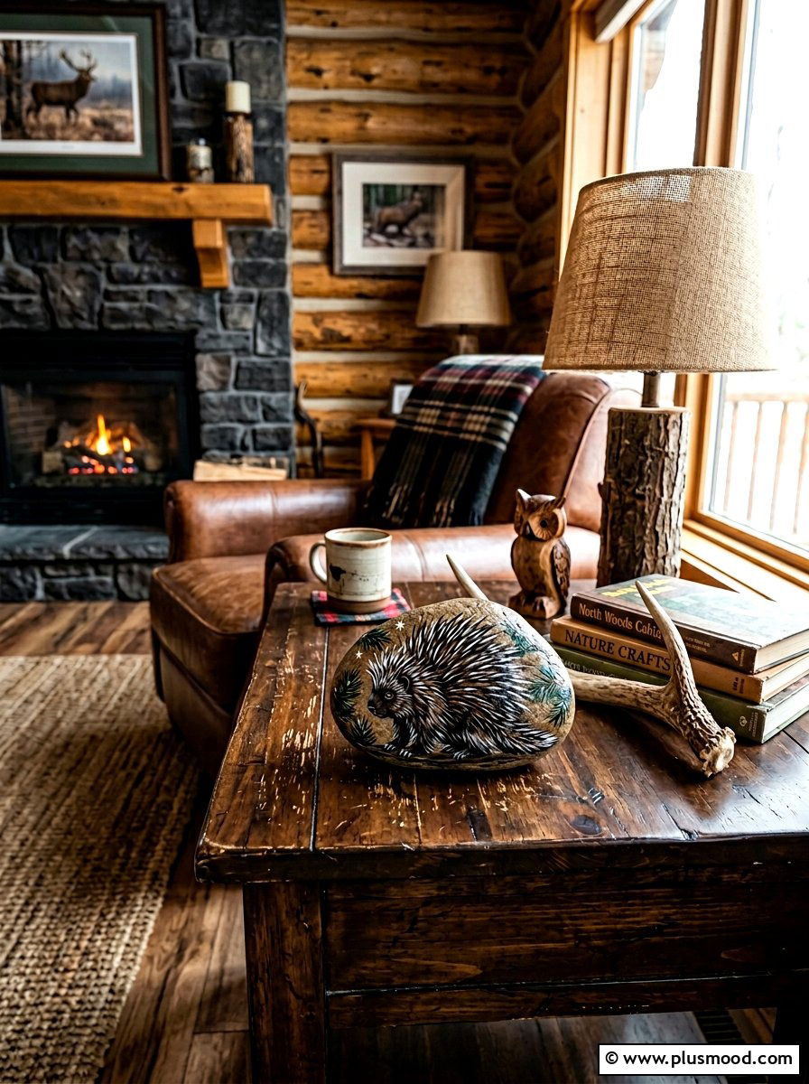Porcupine stone art - 25 painted rock ideas with woodland creatures