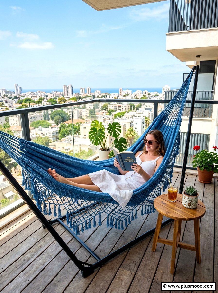 Portable Balcony Hammock - 25 summer apartment balcony ideas