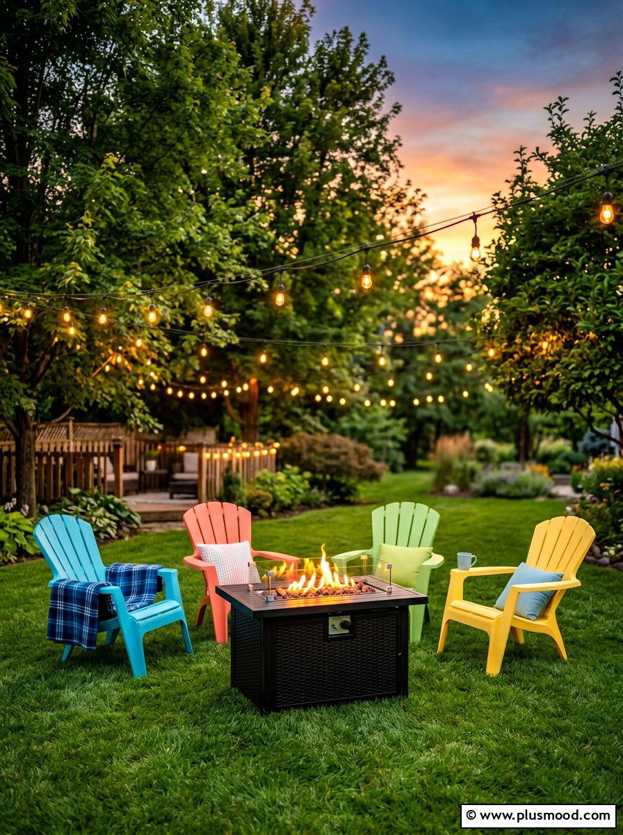Portable Fire Table On Grass - 25 small backyard ideas with fire table