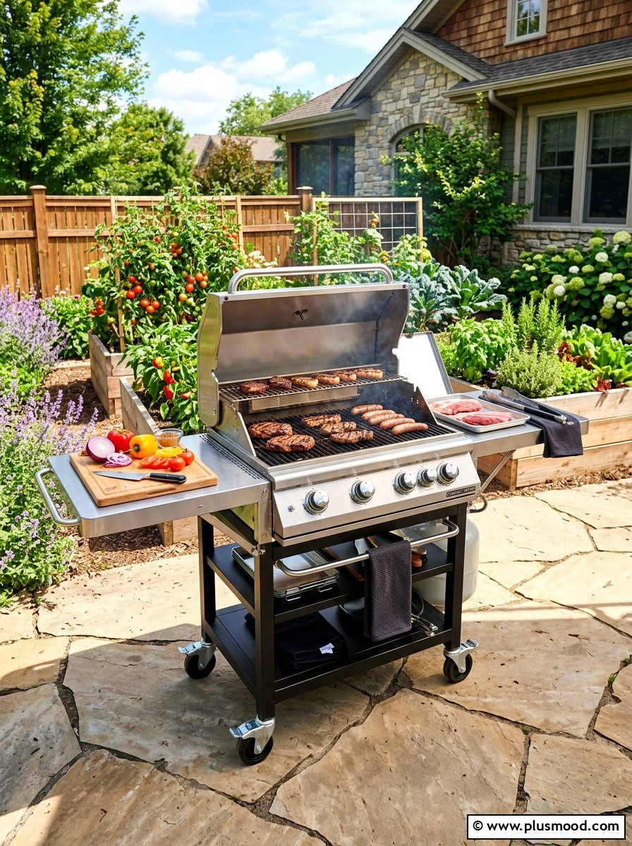 Portable Grill Station With Prep Space - 25 summer backyard grill area ideas