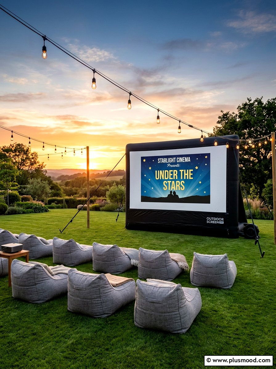 Portable Inflatable Movie Screen - 25 small backyard ideas with movie screen