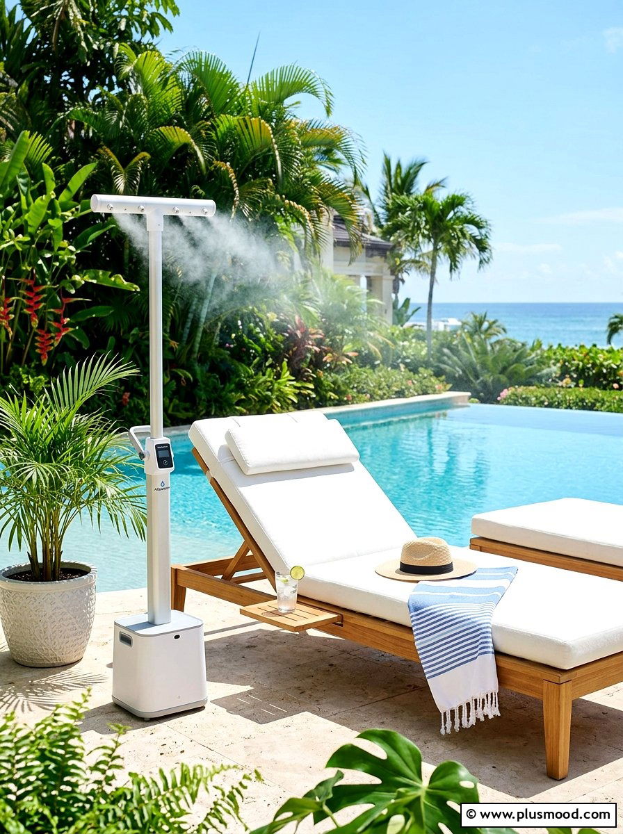 Portable Misting Stand - 25 summer misting patio ideas