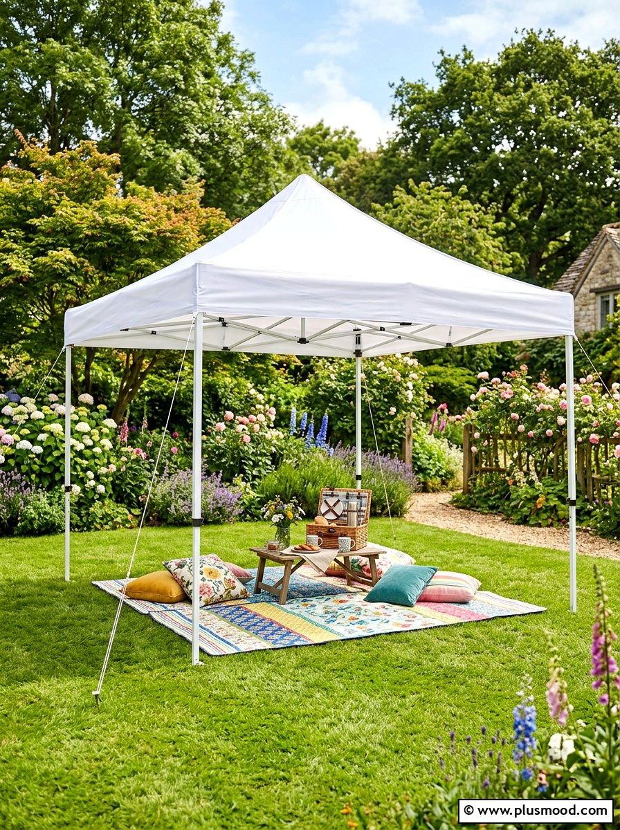 Portable Pop Up Canopy - 25 small backyard ideas with shade