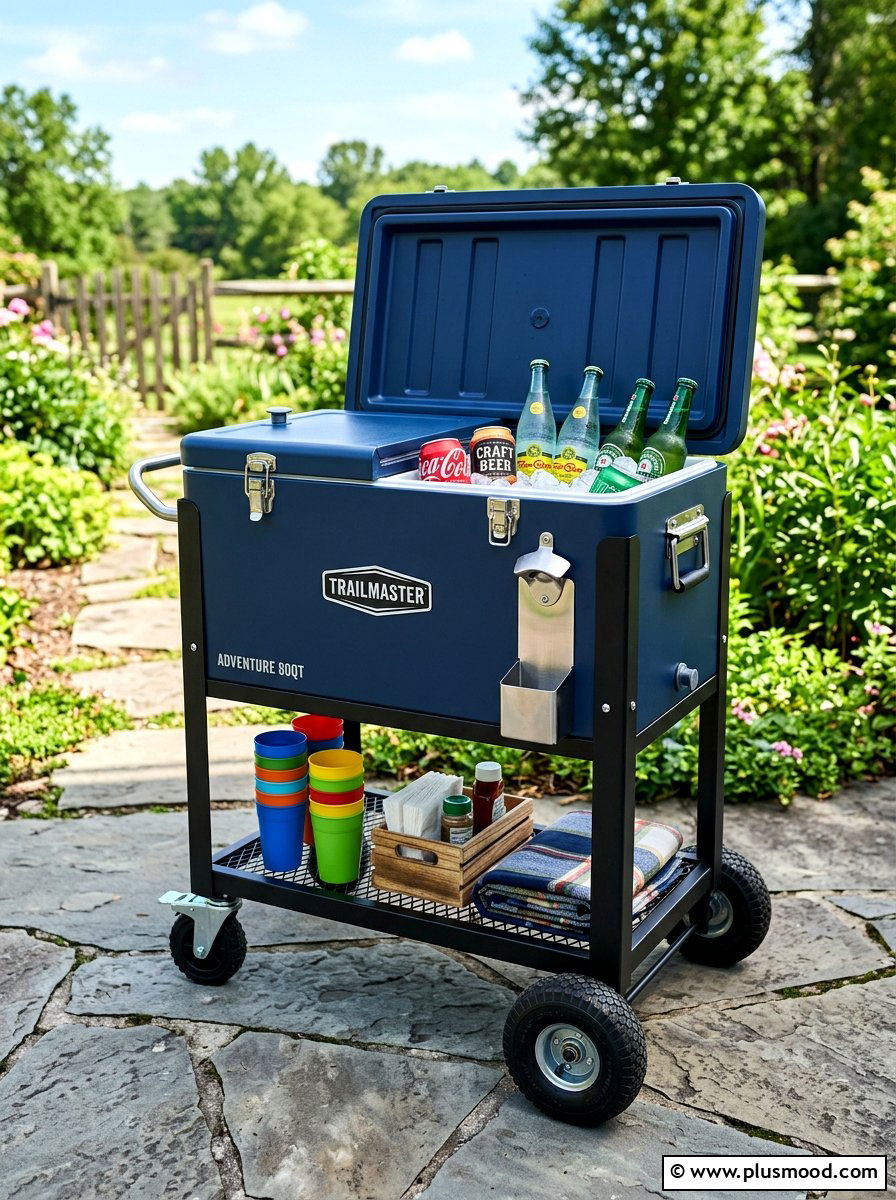 Portable Rolling Cooler Cart - 25 summer drink station ideas for summer