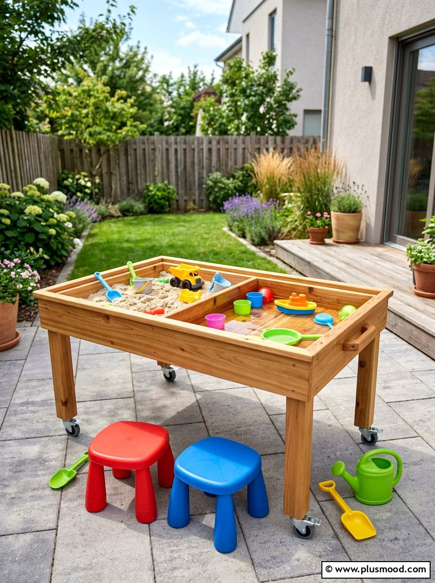 Portable Sandbox Table - 25 small backyard ideas with sandbox