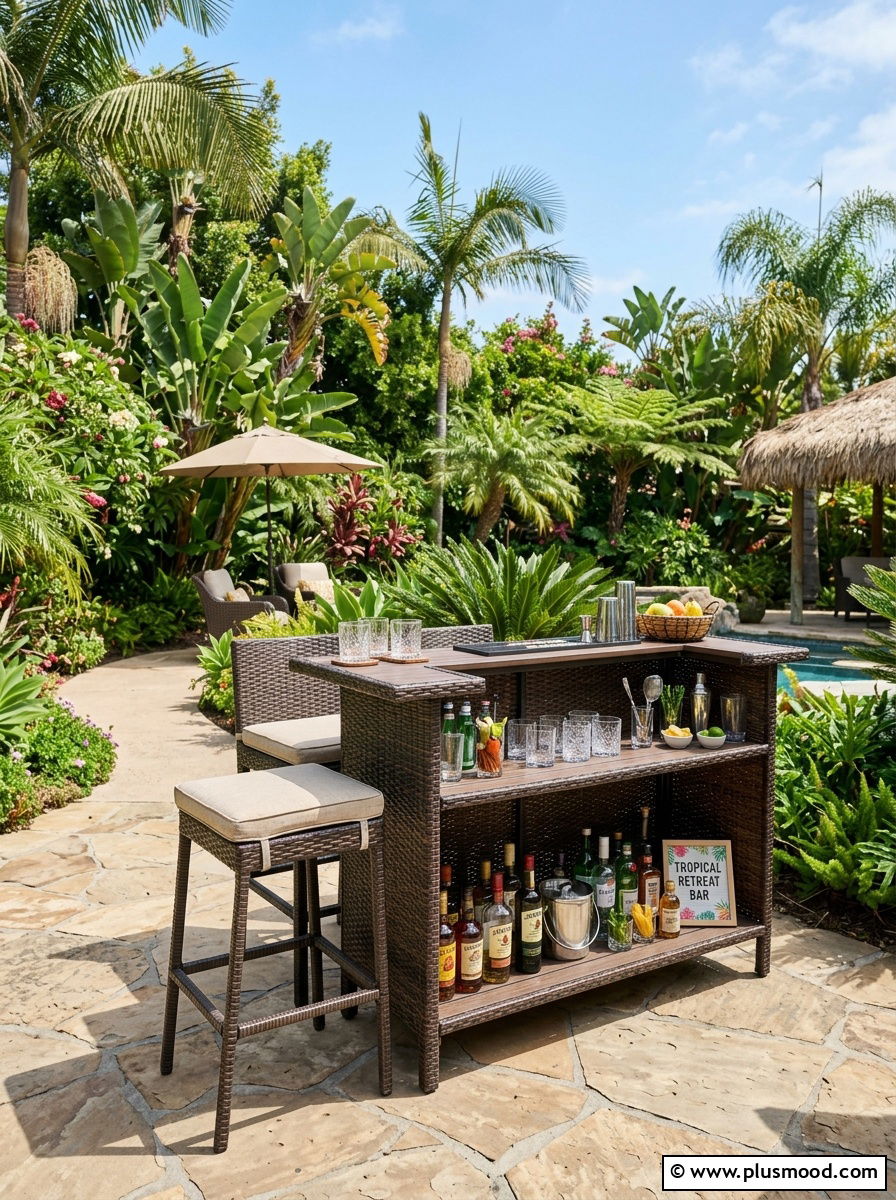 Portable outdoor bar - 25 small backyard ideas with outdoor bar