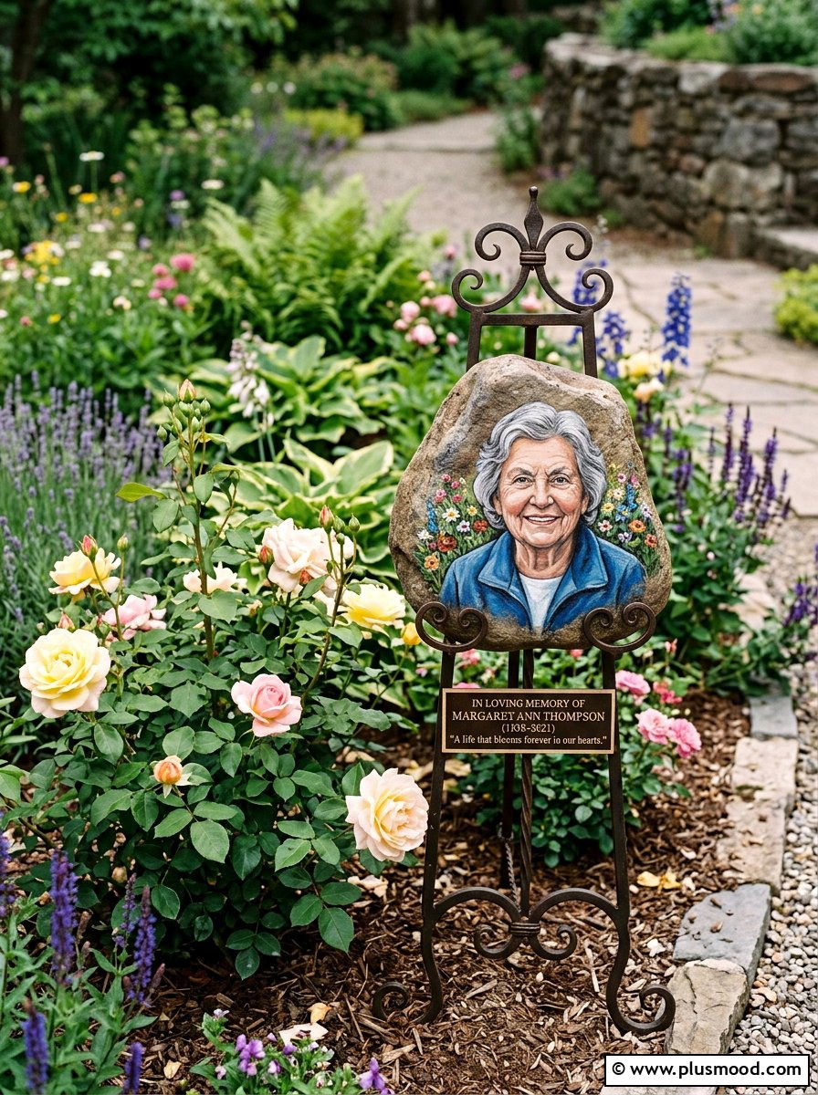 Portrait Painted Rock - 25 painted rock ideas for memorial garden