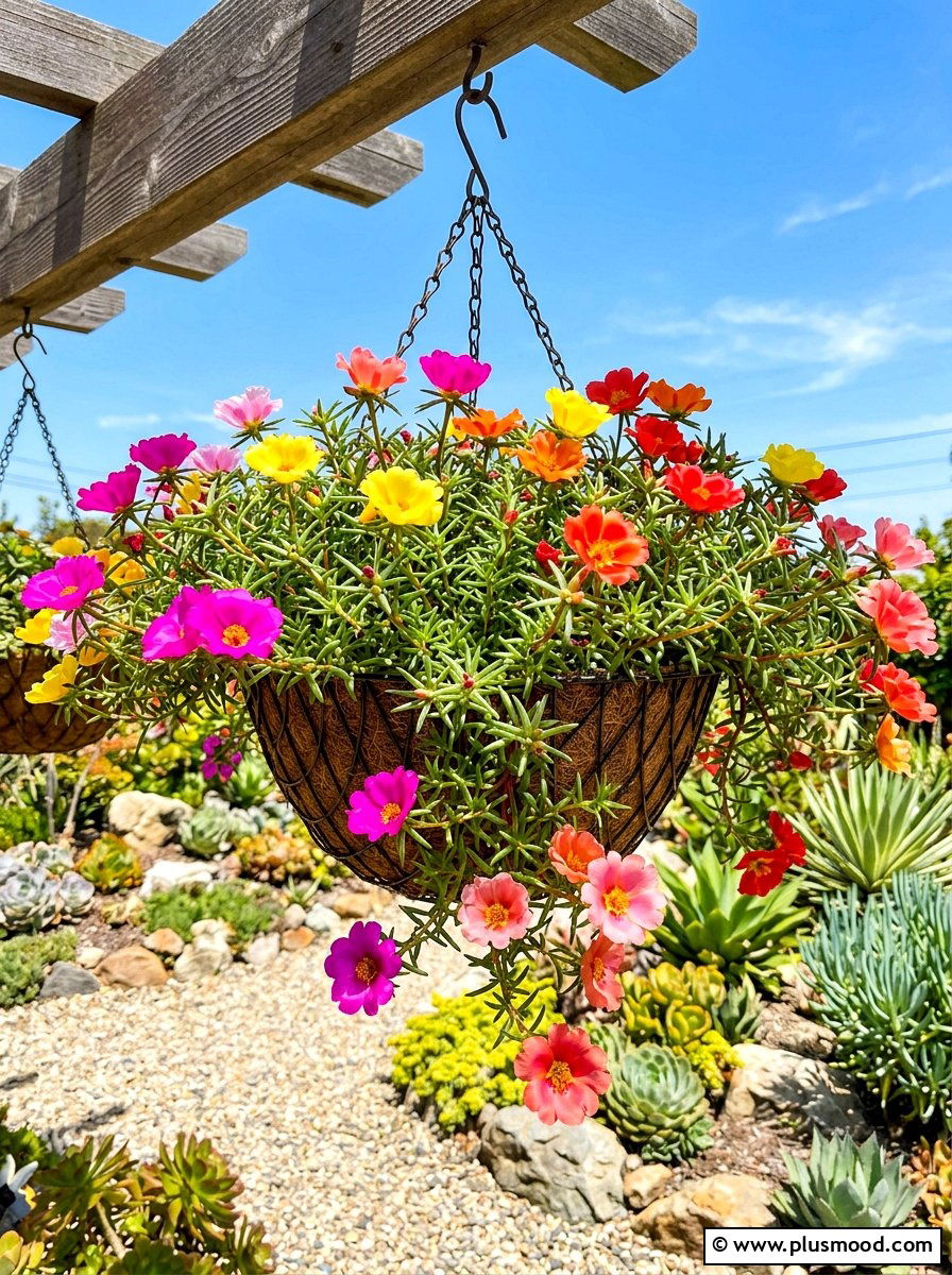 Portulaca Moss Rose Basket - 25 summer container flower ideas