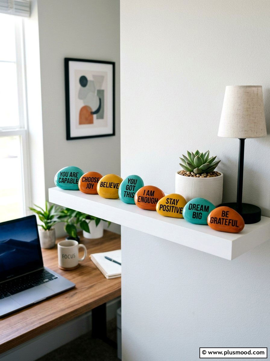 Positive Affirmation Rocks - 25 painted rock ideas with quotes