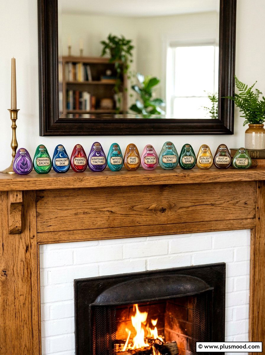 Potion Bottle Painted Rocks - 25 painted rock ideas for Halloween