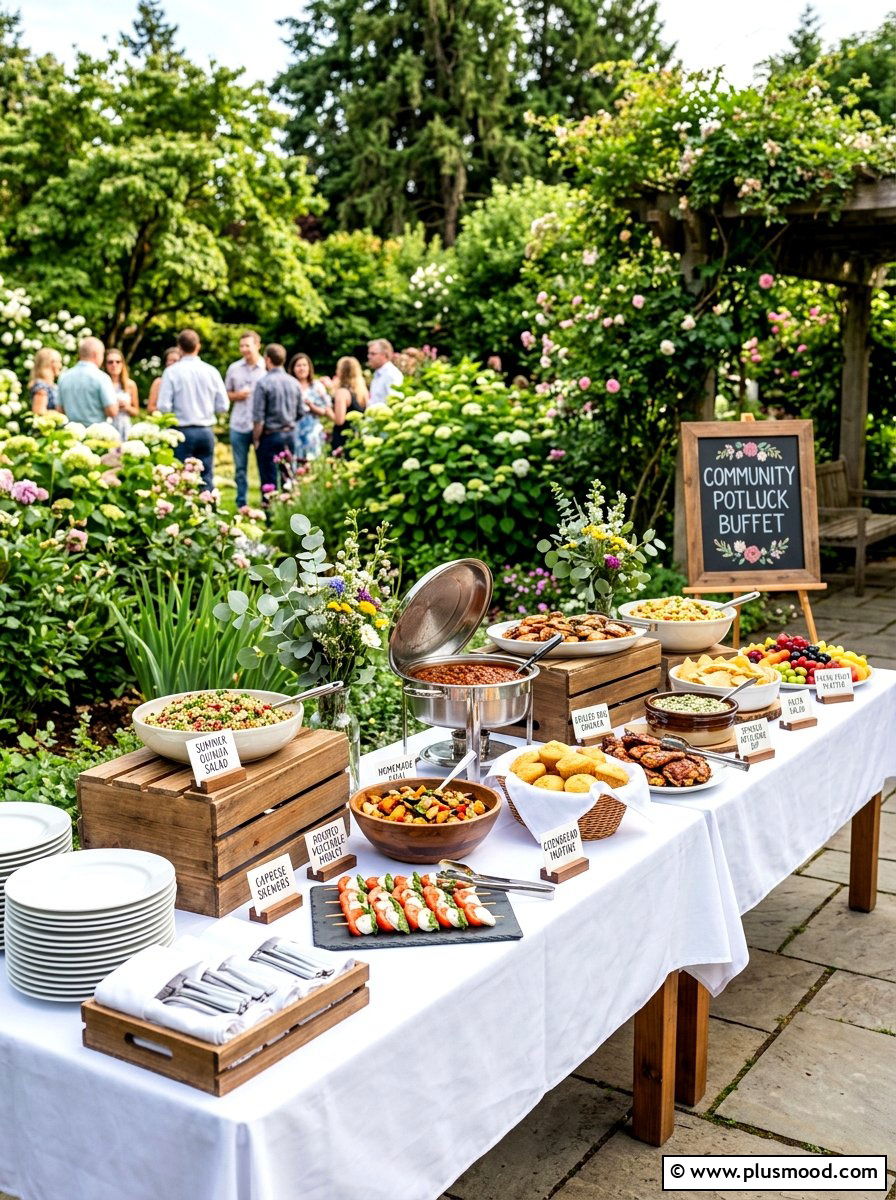 Potluck Buffet Setup - 25 summer backyard party ideas