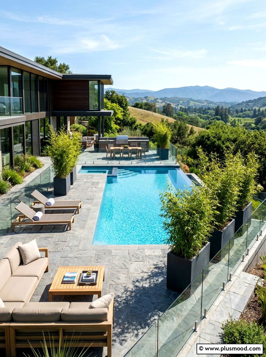 Potted Bamboo Pool Deck - 25 pool landscaping ideas with bamboo