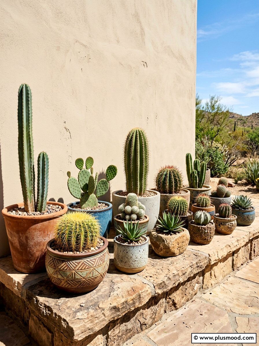 Potted Cactus Garden - 25 summer boho patio ideas