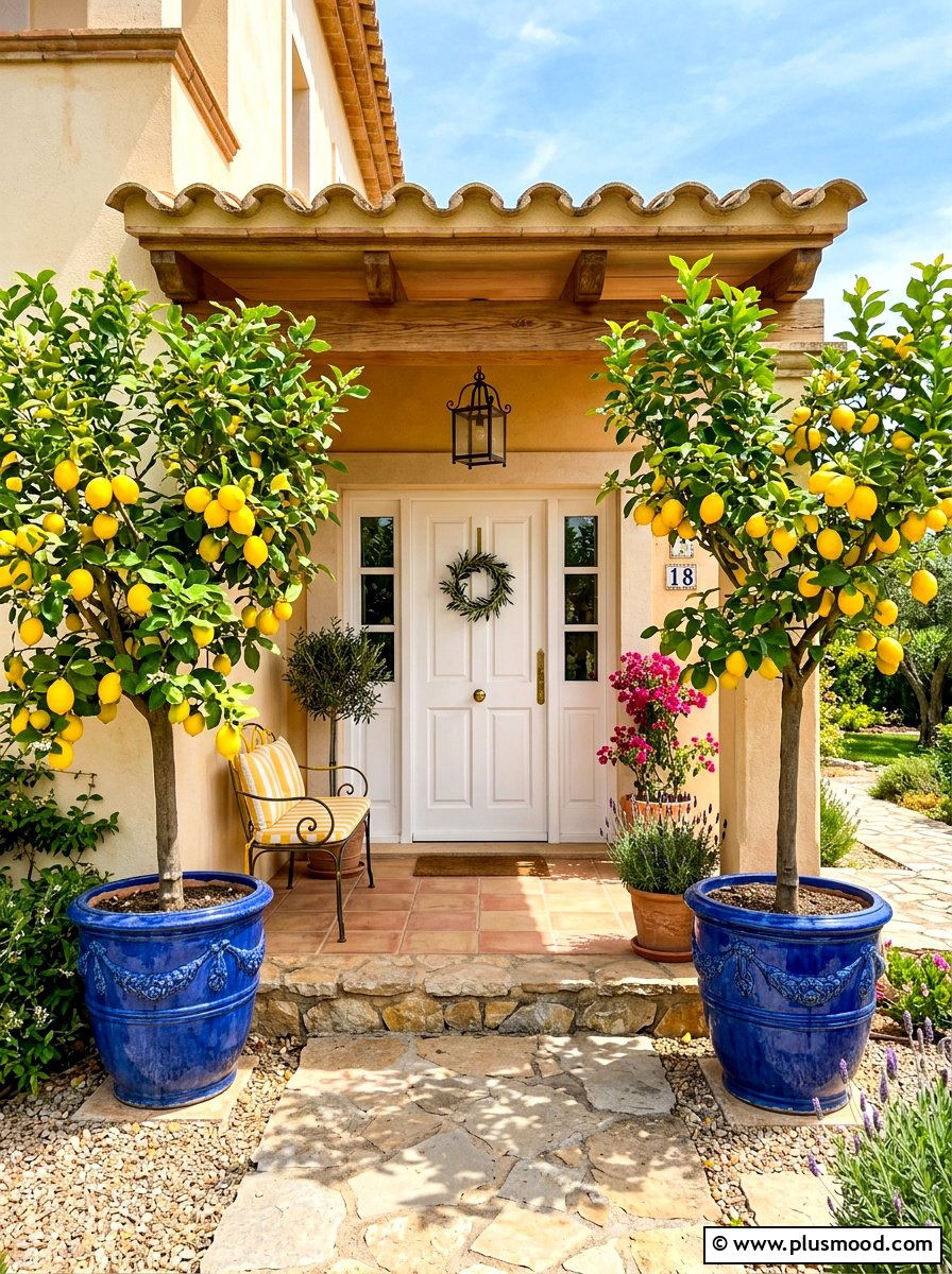Potted Citrus Porch - 25 summer porch ideas for small spaces