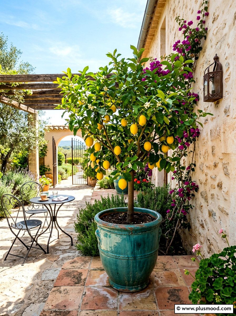 Potted Citrus Tree - 25 small backyard ideas for beginners