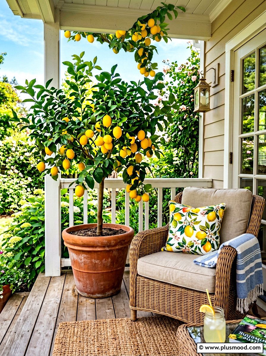 Potted Citrus Tree - 25 beautiful summer porch ideas