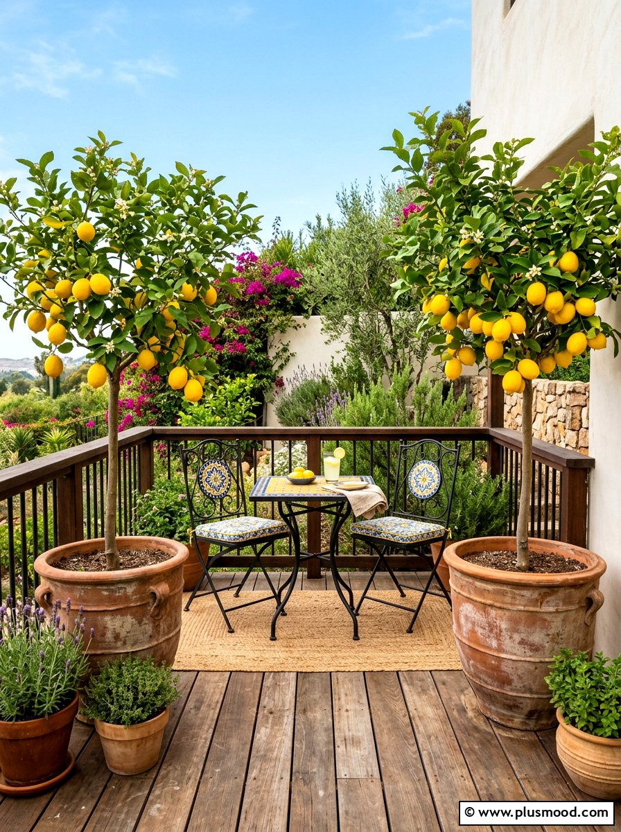 Potted Citrus Trees On Deck - 25 summer small deck ideas for summer