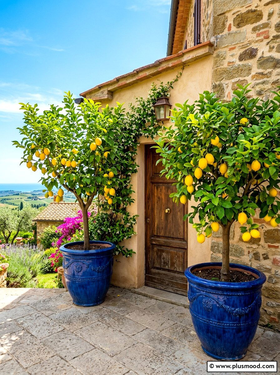 Potted Citrus Trees - 25 cheap summer porch ideas