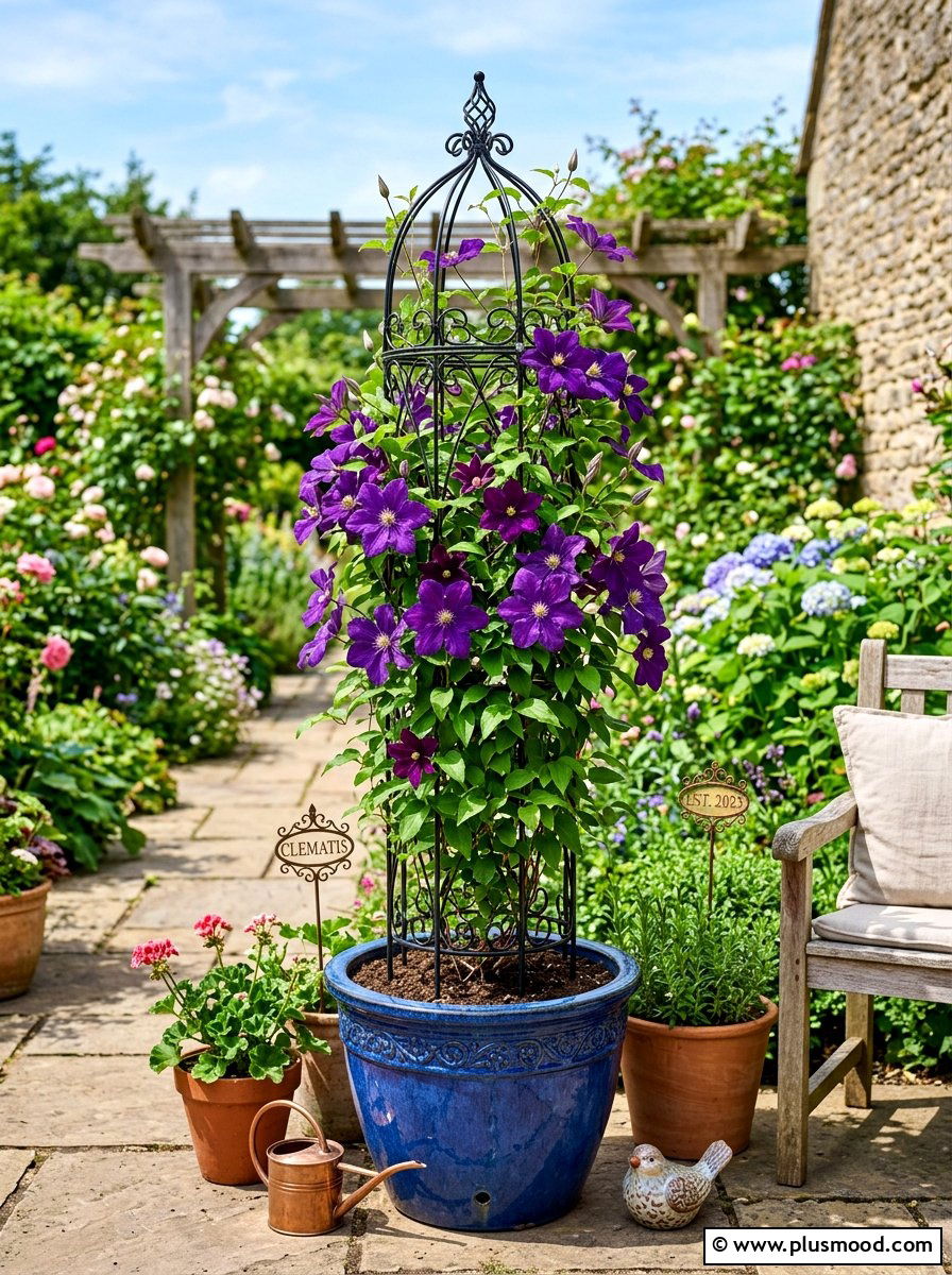 Potted Clematis Trellis - 25 summer balcony trellis ideas