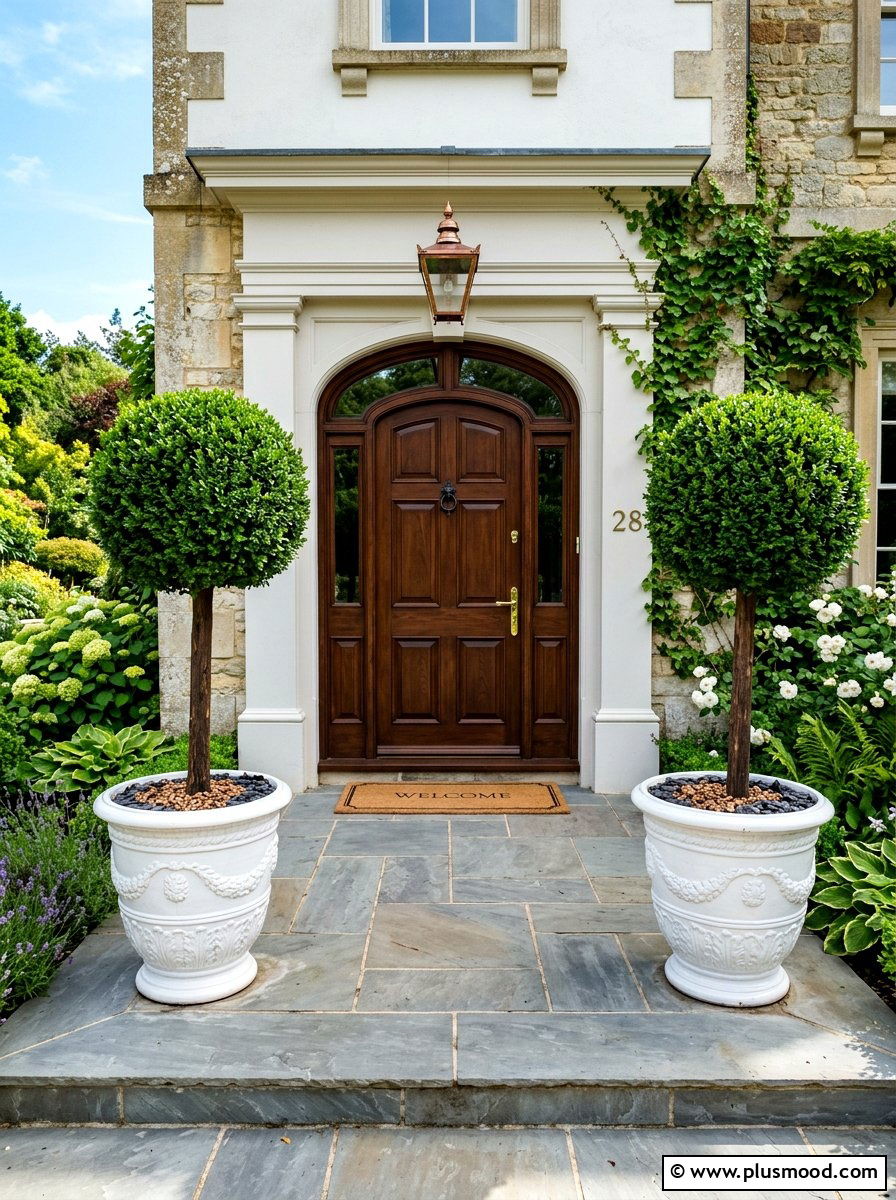 Potted Door Plants - 25 summer townhouse curb appeal ideas