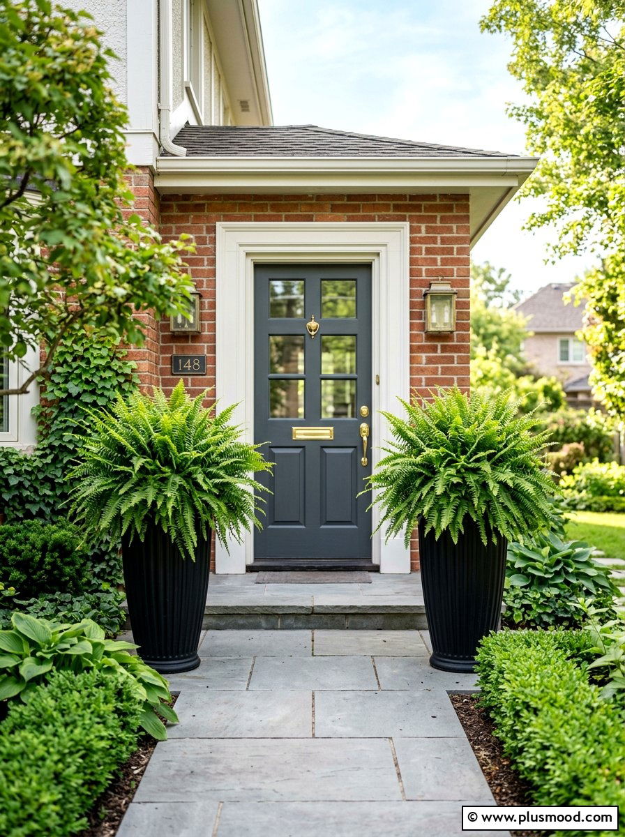 Potted Ferns Display - 25 budget summer front porch decor ideas
