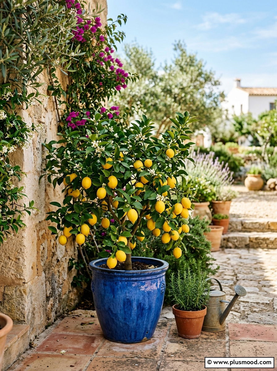 Potted Fruit Tree - 25 small backyard ideas with potted plants