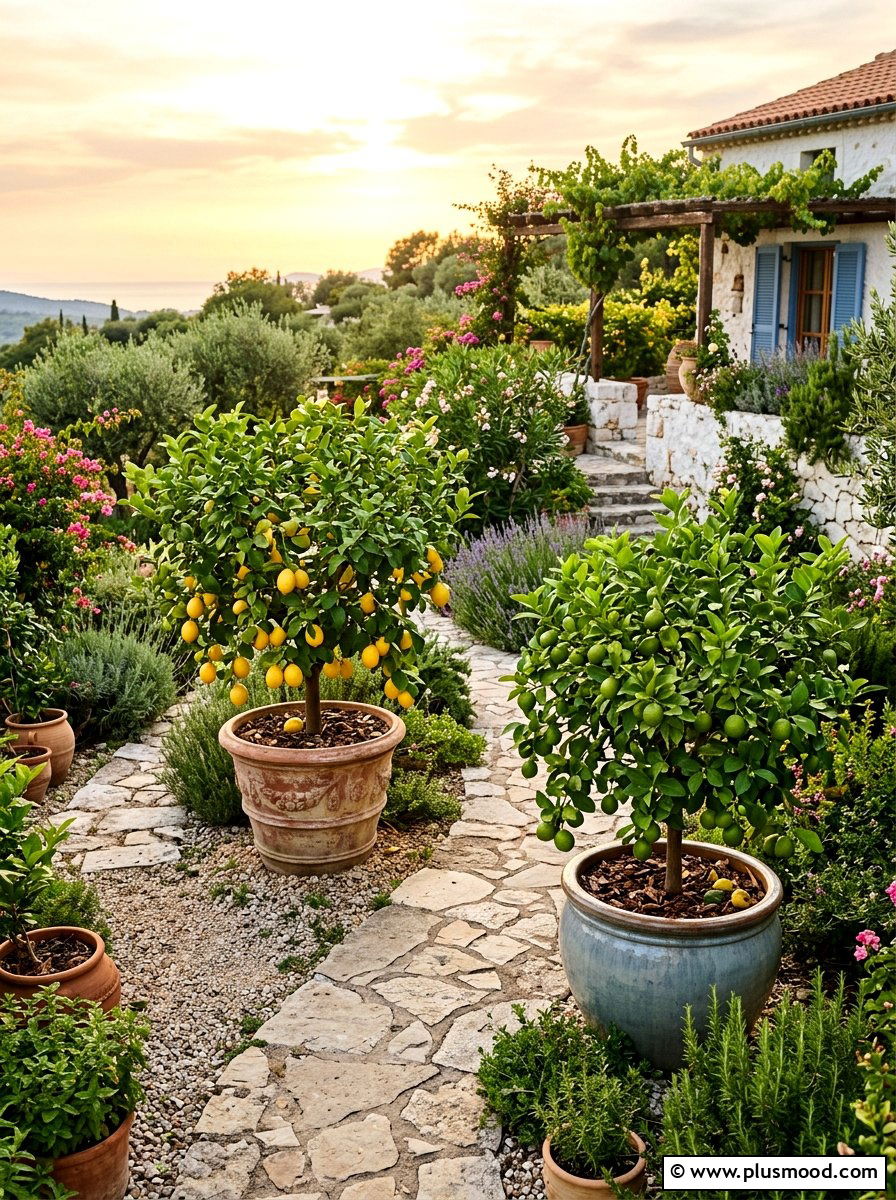Potted Fruit Trees - 25 small backyard ideas for rental homes