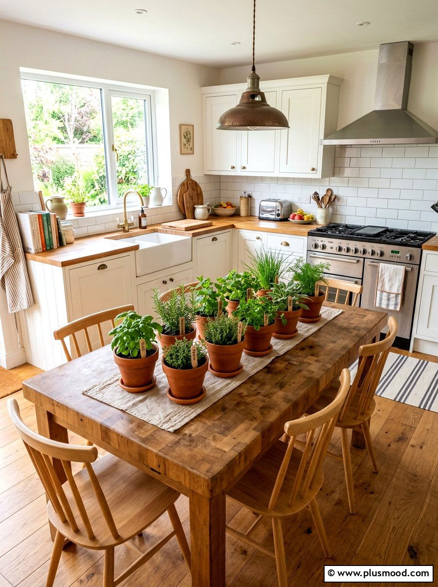 Potted Herb Garden - 25 summer centerpiece ideas for dining table