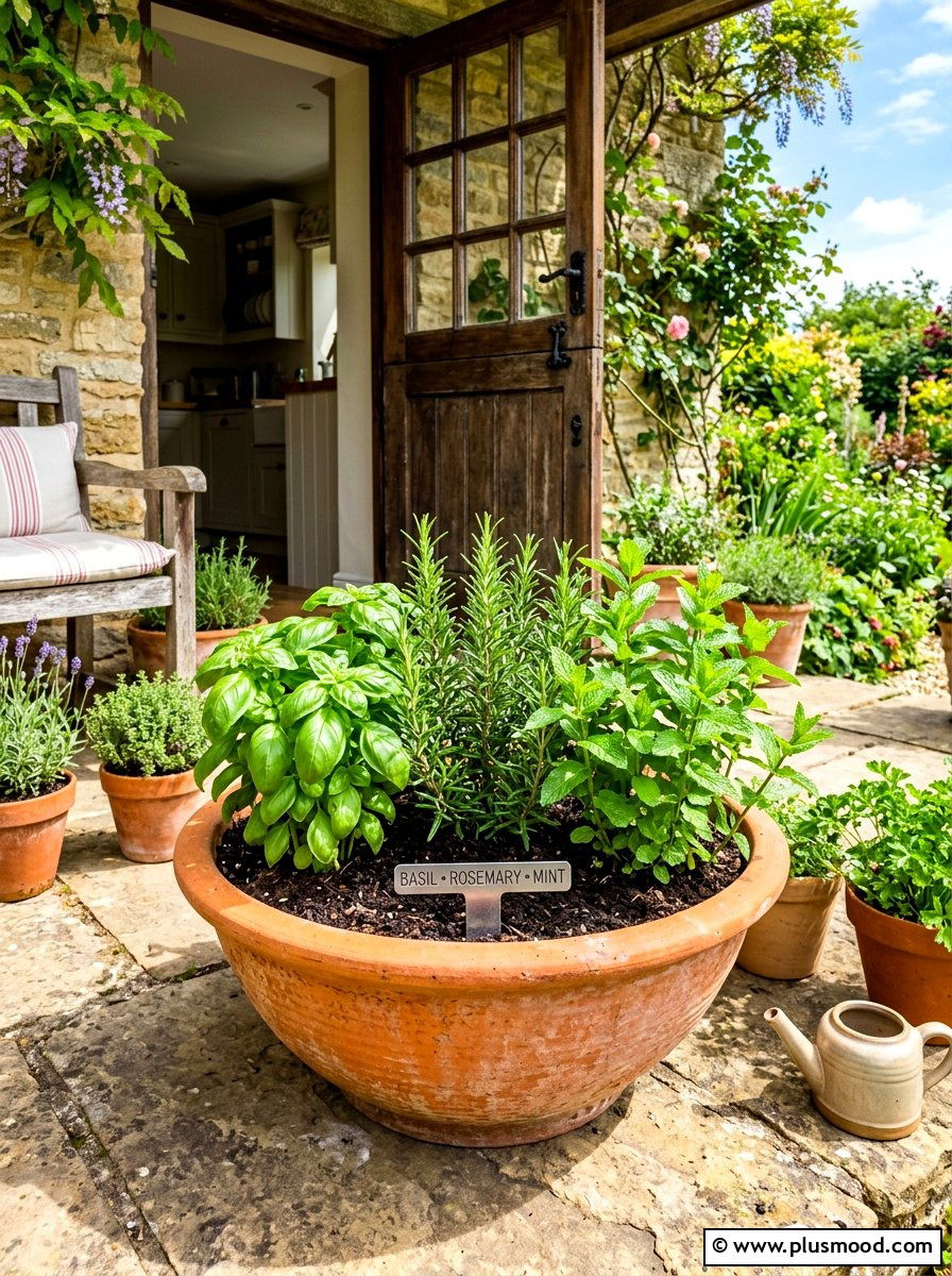 Potted Herb Garden - 25 summer porch planter ideas