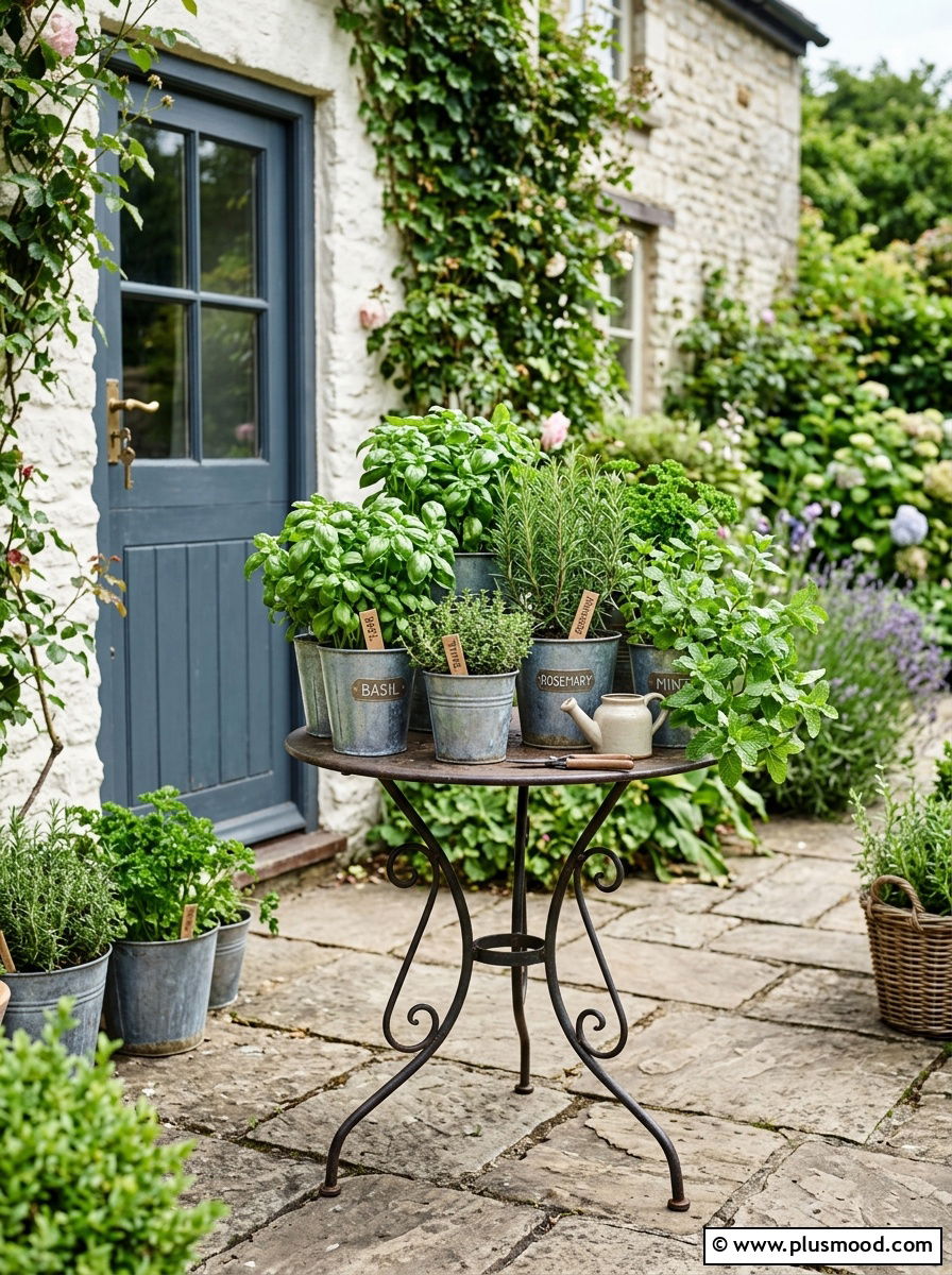 Potted Herb Garden - 25 small backyard ideas with potted plants