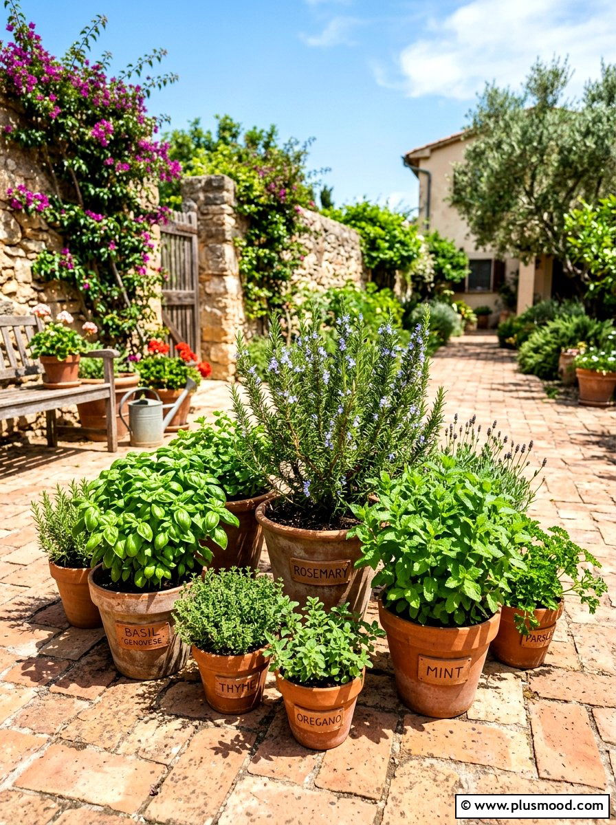 Potted Herb Garden - 25 summer backyard garden ideas