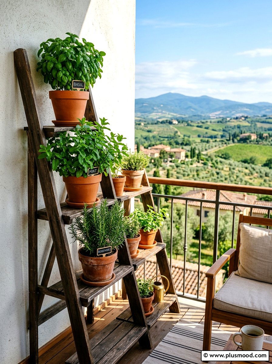 Potted Herb Garden - 25 summer balcony patio ideas