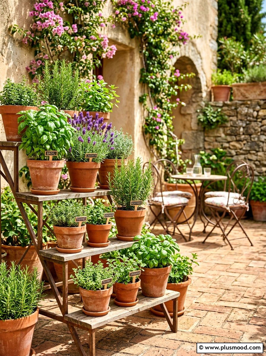 Potted Herb Garden - 25 summer budget landscaping ideas