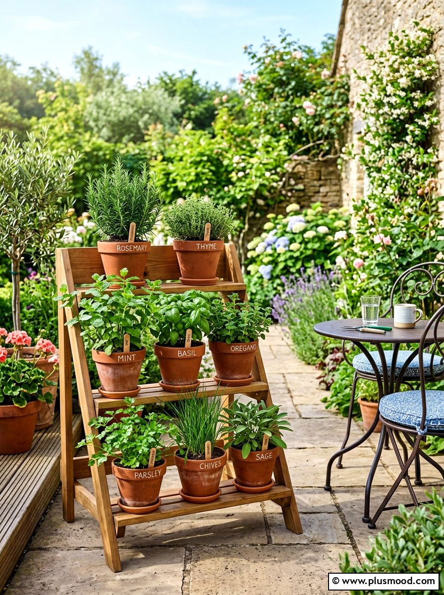 Potted Herb Garden - 25 budget summer patio decor ideas
