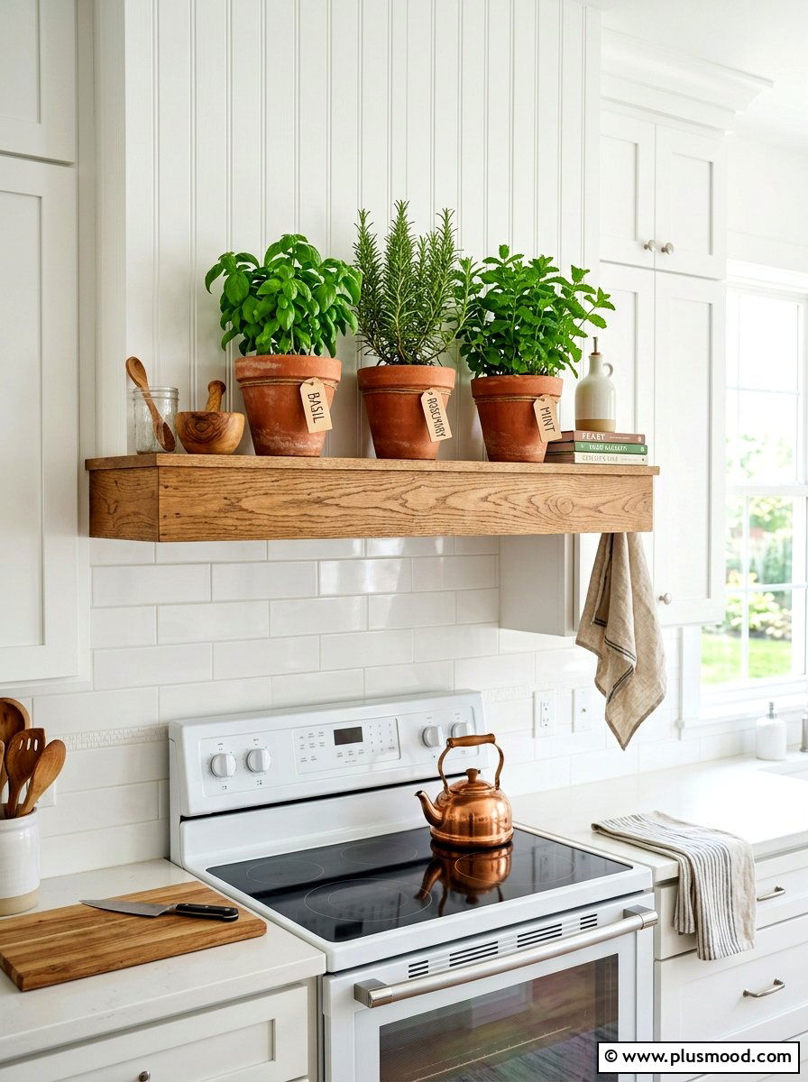 Potted Herb Kitchen Mantel - 25 summer mantel decor ideas