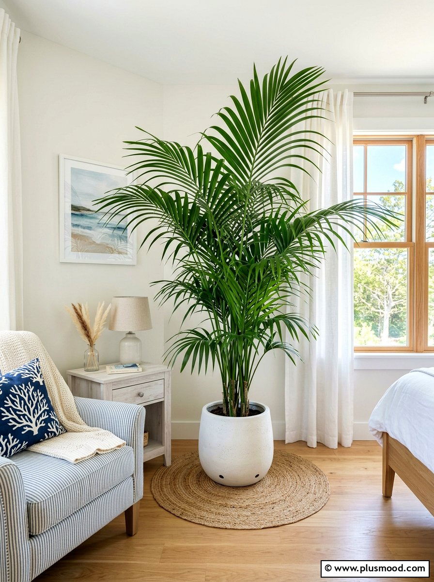 Potted Indoor Palm - 25 beachy summer bedroom ideas
