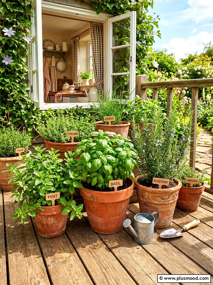 Potted Kitchen Herb Garden - 25 late summer garden ideas