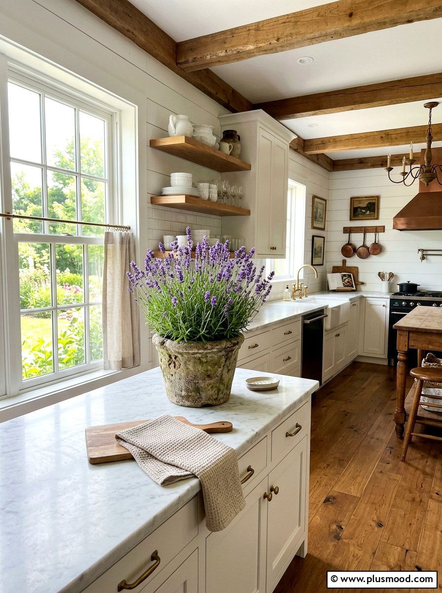 Potted Lavender Plant - 25 summer farmhouse kitchen decor ideas
